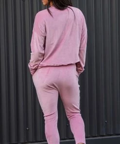 Silence & Noise Velour Lounge Pant | Pink | SN18