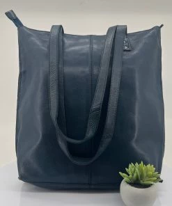 Modapelle Scallop Large Leather Tote | Denim | ML42