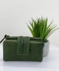 Modapelle Vintage Plaited Purse | Green | ML25 Handbags
