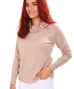 Vivid Knitwear/Jumpers Studded Roll Neck Top | Hazelnut