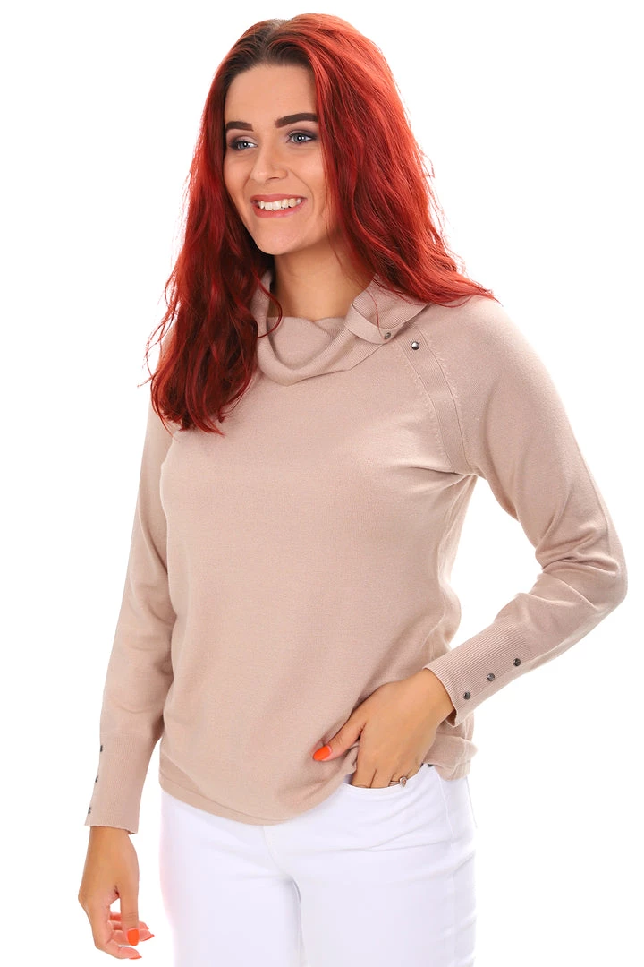 Vivid Knitwear/Jumpers Studded Roll Neck Top | Hazelnut 1 Vivid Knitwear/Jumpers Studded Roll Neck Top | Hazelnut