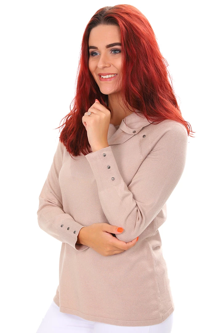 Vivid Knitwear/Jumpers Studded Roll Neck Top | Hazelnut 3 Vivid Knitwear/Jumpers Studded Roll Neck Top | Hazelnut