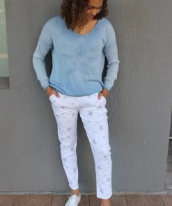 Wednesday Lulu Clothing Silver Star Pants | White | WL36
