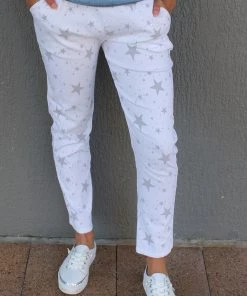 Wednesday Lulu Clothing Silver Star Pants | White | WL36