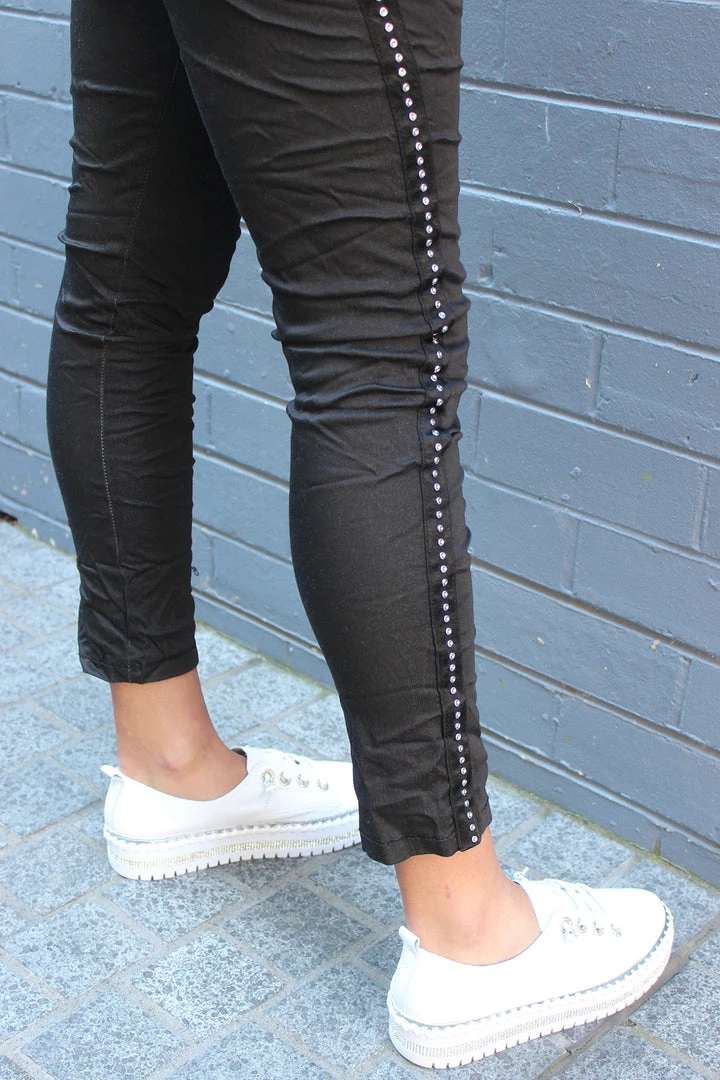 Wednesday Lulu Silver Stud Pant - Black - WL3 4 Wednesday Lulu Silver Stud Pant - Black - WL3