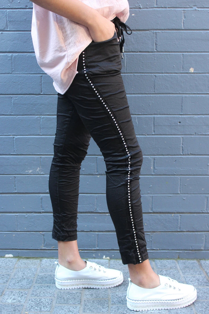 Wednesday Lulu Silver Stud Pant - Black - WL3 1 Wednesday Lulu Silver Stud Pant - Black - WL3