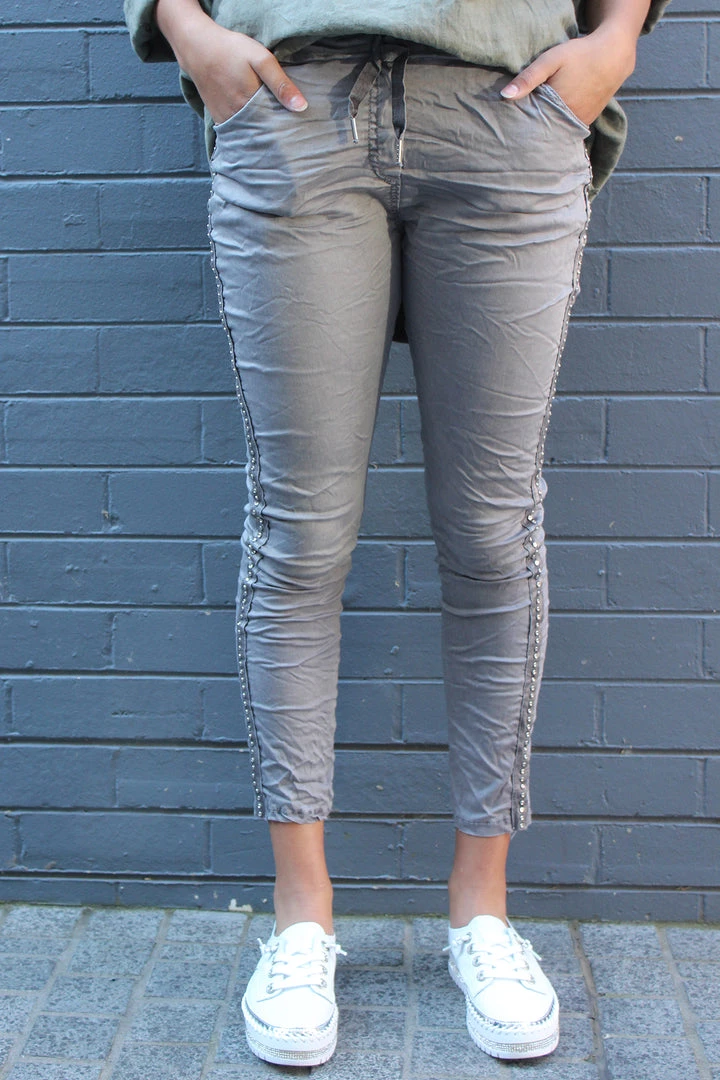 Wednesday Lulu Silver Stud Pant | Grey | WL3 Pants 4 Wednesday Lulu Silver Stud Pant | Grey | WL3 Pants