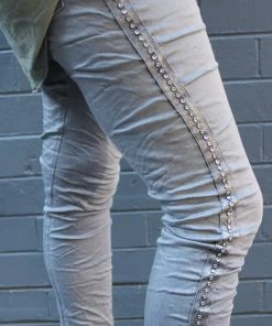 Wednesday Lulu Silver Stud Pant | Grey | WL3 Pants 10 Wednesday Lulu Silver Stud Pant | Grey | WL3 Pants