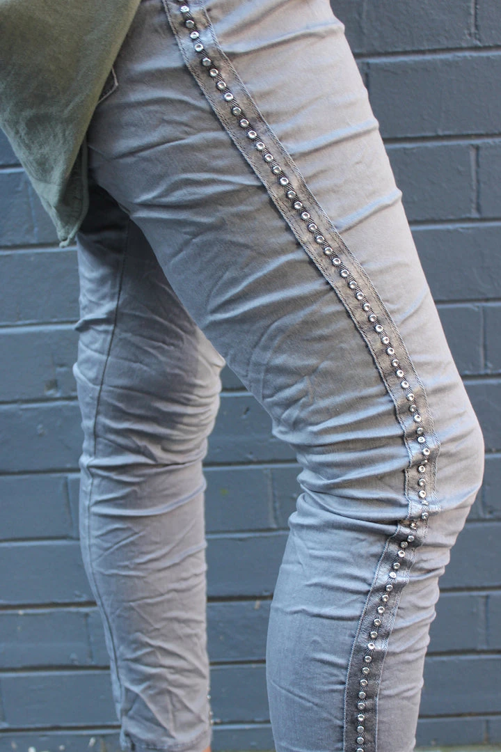 Wednesday Lulu Silver Stud Pant | Grey | WL3 Pants 5 Wednesday Lulu Silver Stud Pant | Grey | WL3 Pants
