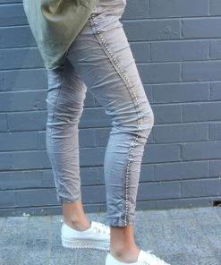 Wednesday Lulu Silver Stud Pant | Grey | WL3 Pants