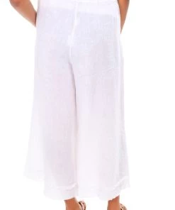 Cest Parfait Frayed Hem Linen Pants | White | CP2