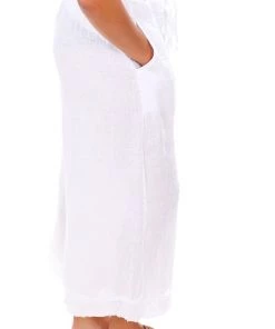 Cest Parfait Frayed Hem Linen Pants | White | CP2