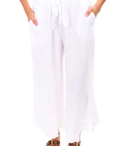 Cest Parfait Frayed Hem Linen Pants | White | CP2
