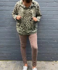 Wednesday Lulu Clothing Leopard Hooded Jumper | Sage | WL27 14 Wednesday Lulu Clothing Leopard Hooded Jumper | Sage | WL27
