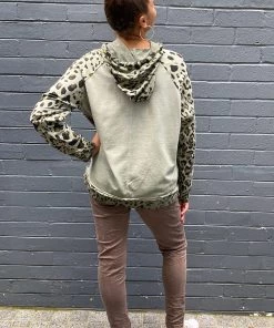 Wednesday Lulu Clothing Leopard Hooded Jumper | Sage | WL27 15 Wednesday Lulu Clothing Leopard Hooded Jumper | Sage | WL27