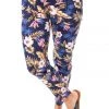 Whispers Floral Print Cotton Pant | Navy | W1