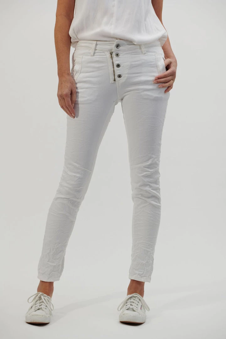 Italian Star Classic Button Jeans | White | IS10 Clothing 1 Italian Star Classic Button Jeans | White | IS10 Clothing