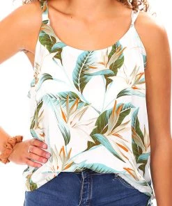 Dont Tell My Husband Kalama Printed Cami | White | DT3s Tops