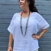 Cindy G Frayed V Neck Top | White | CG25 Clothing