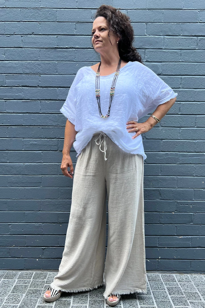 Cindy G Frayed V Neck Top | White | CG25 Clothing 3 Cindy G Frayed V Neck Top | White | CG25 Clothing