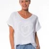 Cafe Latte Clothing Heart Applique Tee | White | CL10
