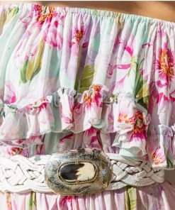 Miss June Accessories Leather Plaite BoHo Belt | White | M69