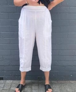 Naturals By O & J Natural Linen Pants | White | OJ7