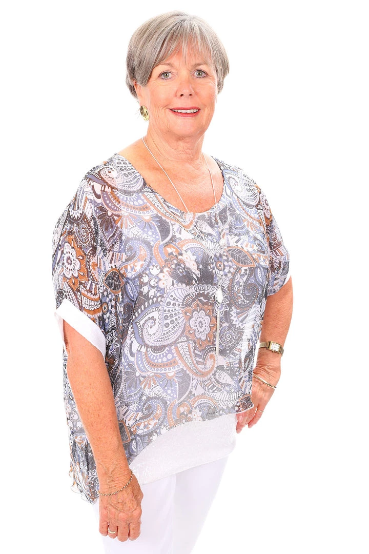 Jenny Jazz Tops Pattern Shimmer Top | White | JJ17 2 Jenny Jazz Tops Pattern Shimmer Top | White | JJ17