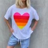 Hammill + Co Crew Neck Rainbow Heart Tee - White - HC15 Clothing