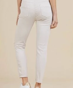 Threadz Tie Front Gathered Jeans | White