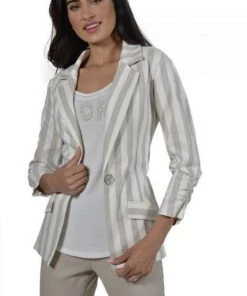 Frank Lyman Woven Frankie Jacket | Beige | FL49 Jackets/Coats