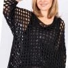 The Italian Closet Netta Open Weave Top | Black | Tic6 Clothing