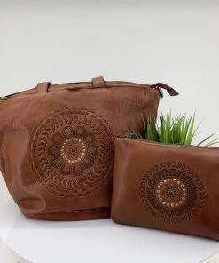 Modapelle Wristlet Leather Bag | Tan | ML5 Handbags