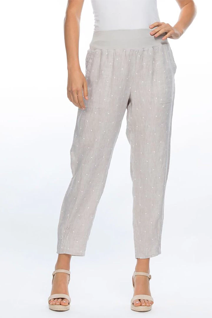 Gordon Smith Jersey Waist Pull On Spot Linen Pants 6 Gordon Smith Jersey Waist Pull On Spot Linen Pants