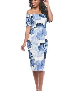 Zaliea Clothing Off The Shoulder Floral Glacier Dress | Z1