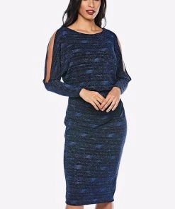 Zaliea Shimmer Blouson Cocktail Dress - Royal - Z3 Clothing