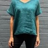 So French So Chic Linen Art Top | Petrol | SF1