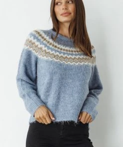 Caju Clothing Zig Zag Jumper | Blue | CAJ19