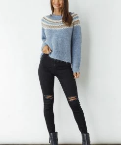 Caju Clothing Zig Zag Jumper | Blue | CAJ19